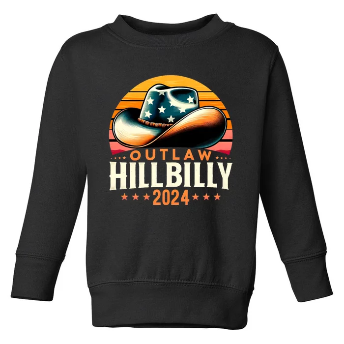 Cowboy Hat Us Election Day Vintage Outlaw Hillbilly 2024 Kamala Harris Toddler Sweatshirt