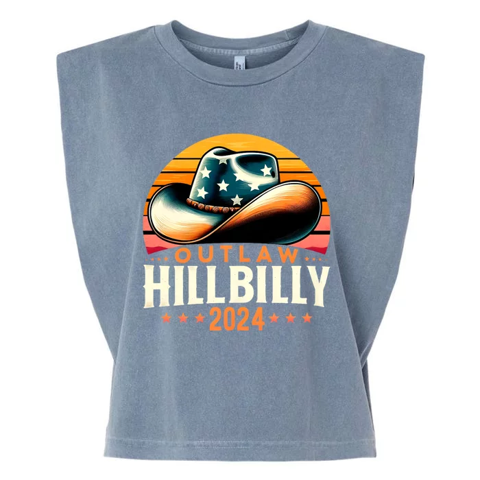 Cowboy Hat Us Election Day Vintage Outlaw Hillbilly 2024 Kamala Harris Garment-Dyed Women's Muscle Tee