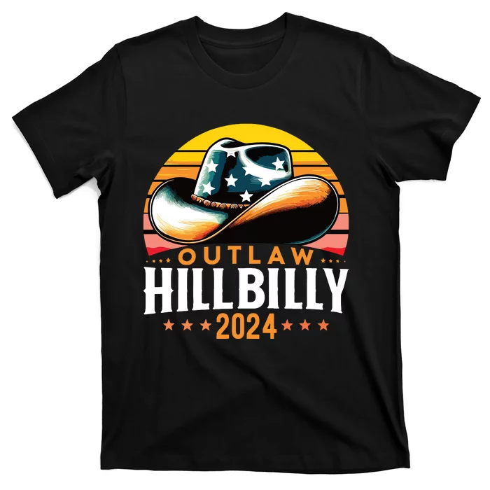 Cowboy Hat Us Election Day Vintage Outlaw Hillbilly 2024 T-Shirt