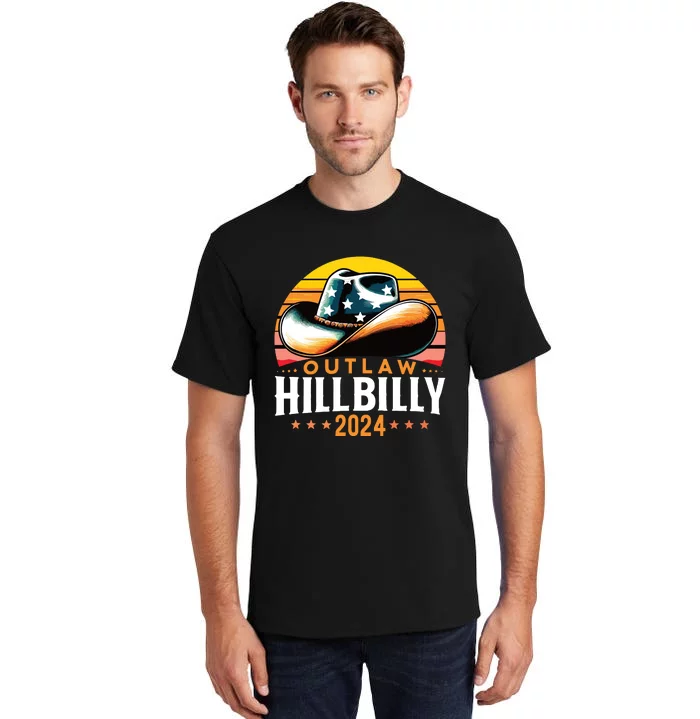 Cowboy Hat Us Election Day Vintage Outlaw Hillbilly 2024 Tall T-Shirt