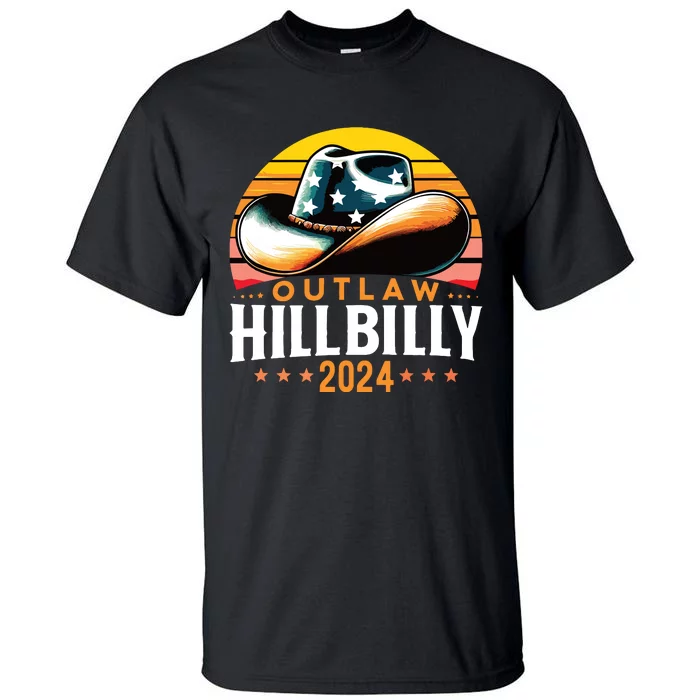 Cowboy Hat Us Election Day Vintage Outlaw Hillbilly 2024 Tall T-Shirt