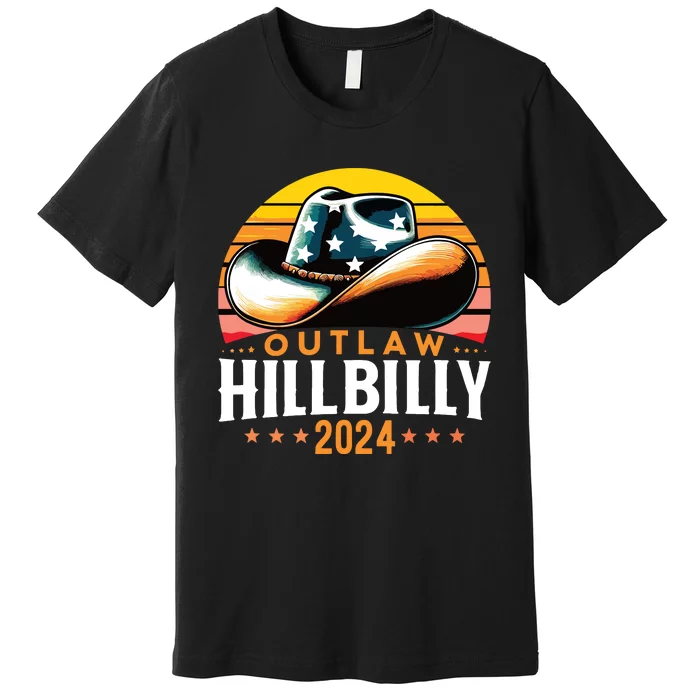 Cowboy Hat Us Election Day Vintage Outlaw Hillbilly 2024 Premium T-Shirt