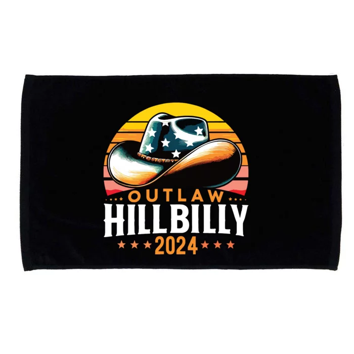 Cowboy Hat Us Election Day Vintage Outlaw Hillbilly 2024 Microfiber Hand Towel