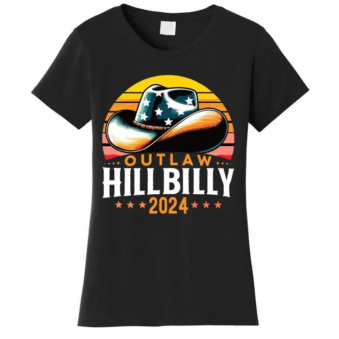 Cowboy Hat Us Election Day Vintage Outlaw Hillbilly 2024 Women's T-Shirt