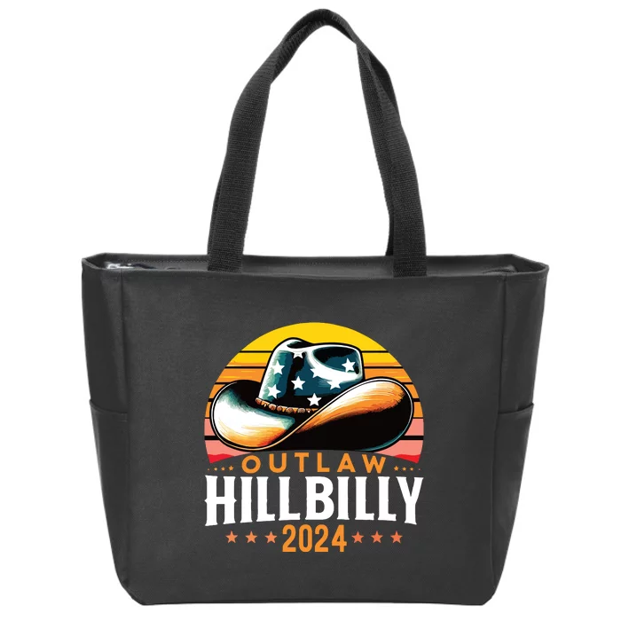 Cowboy Hat Us Election Day Vintage Outlaw Hillbilly 2024 Zip Tote Bag