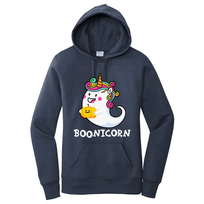 Cute Halloween Unicorn Boonicorn Carrying Pumpkin Funny Meaningful Gift Women's Pullover Hoodie