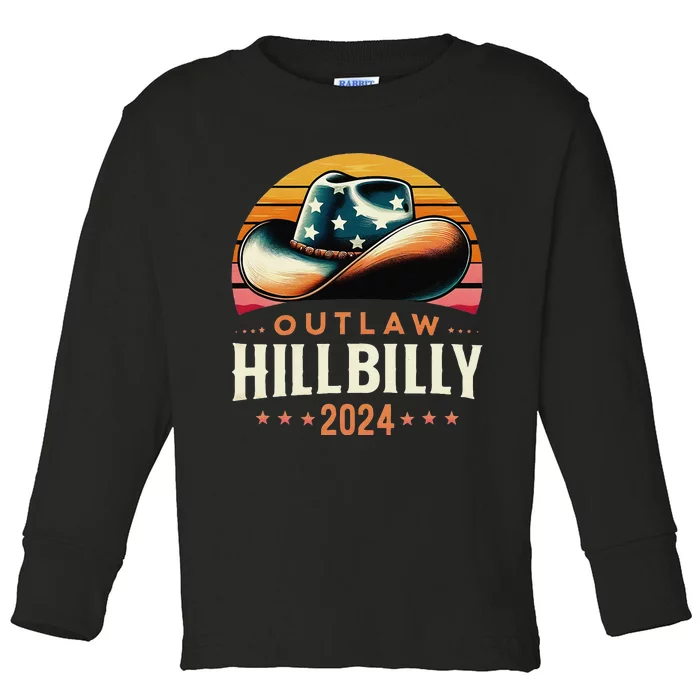 Cow Hat Us Election Day Vintage Outlaw Hillbilly 2024 Toddler Long Sleeve Shirt