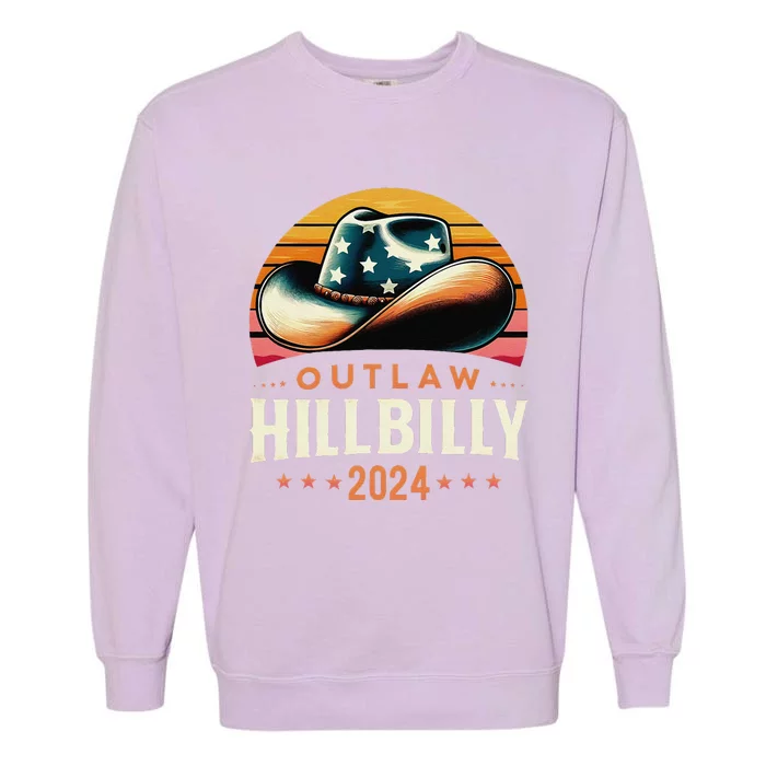 Cow Hat Us Election Day Vintage Outlaw Hillbilly 2024 Garment-Dyed Sweatshirt