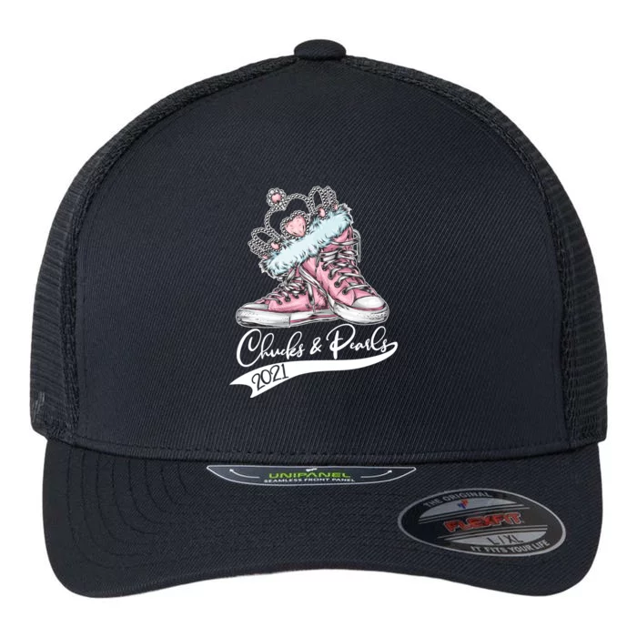 Chucks & Pearls 2021 Crown Madam Vice President Kamala Harris Flexfit Unipanel Trucker Cap