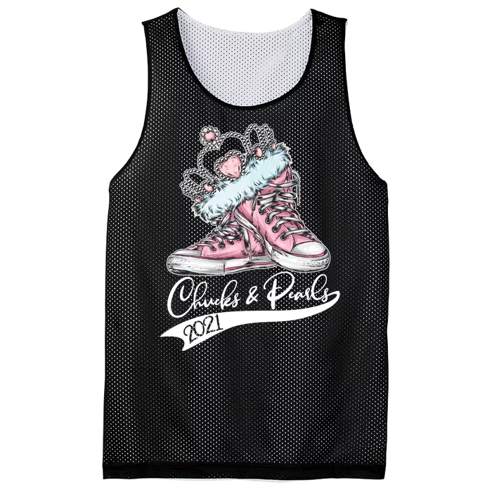 Chucks & Pearls 2021 Crown Madam Vice President Kamala Harris Mesh Reversible Basketball Jersey Tank