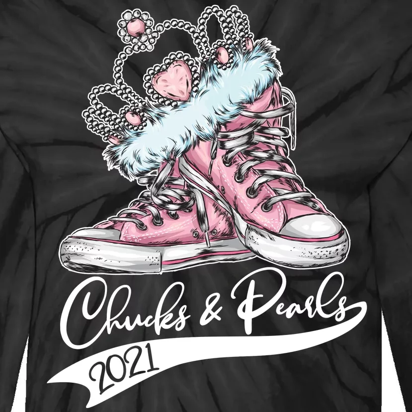 Chucks & Pearls 2021 Crown Madam Vice President Kamala Harris Tie-Dye Long Sleeve Shirt