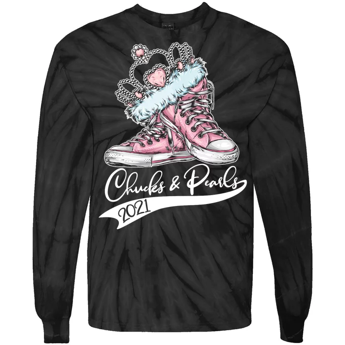 Chucks & Pearls 2021 Crown Madam Vice President Kamala Harris Tie-Dye Long Sleeve Shirt