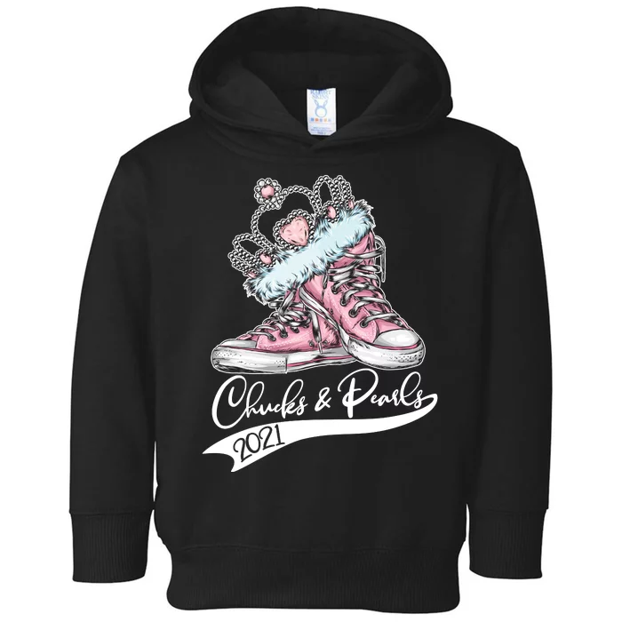 Chucks & Pearls 2021 Crown Madam Vice President Kamala Harris Toddler Hoodie