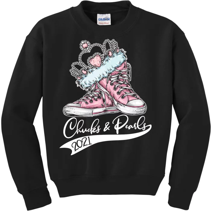 Chucks & Pearls 2021 Crown Madam Vice President Kamala Harris Kids Sweatshirt