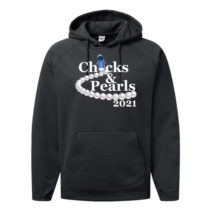 Chucks And Pearls 2021 Kamala Harris Performance Fleece Hoodie