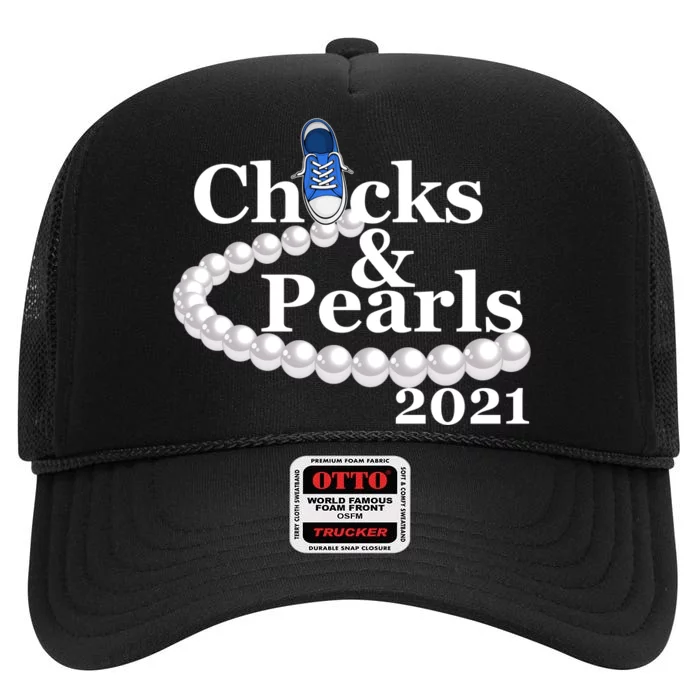 Chucks And Pearls 2021 Kamala Harris High Crown Mesh Trucker Hat