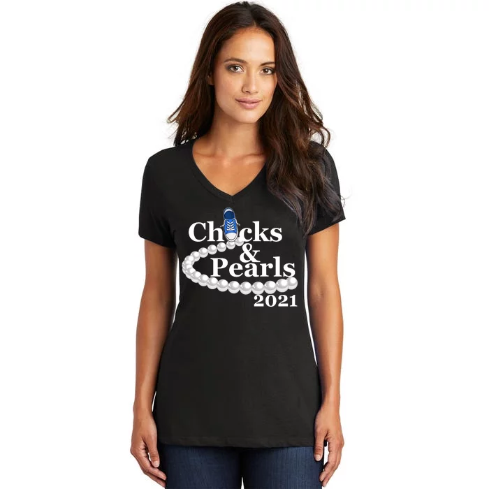 Chucks And Pearls 2021 Kamala Harris Women's V-Neck T-Shirt