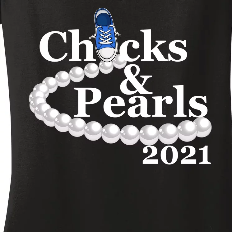 Chucks And Pearls 2021 Kamala Harris Women's V-Neck T-Shirt