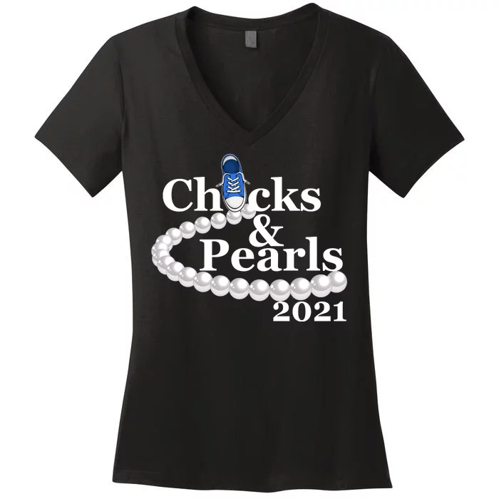 Chucks And Pearls 2021 Kamala Harris Women's V-Neck T-Shirt