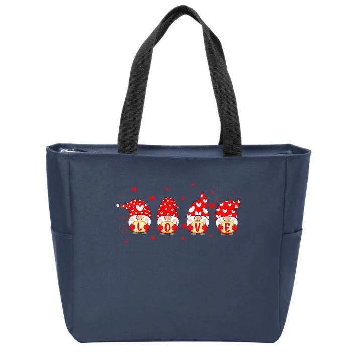 Cute Happy Valentines Day Gnomes Gift Zip Tote Bag