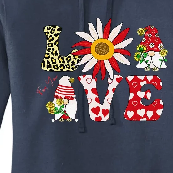 Cute Happy Valentines Day Gnomes With Leopard Sunflower Valentine Love Cute Women's Pullover Hoodie