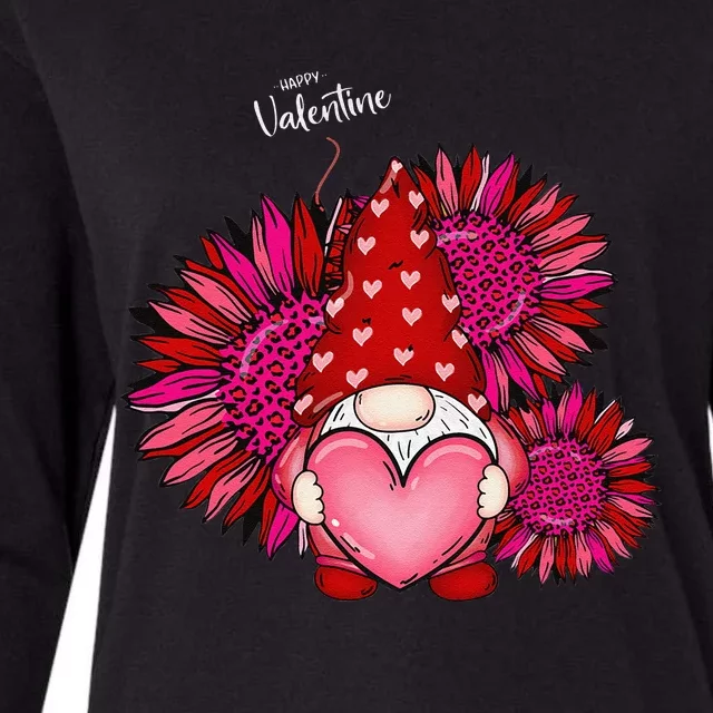 Cute Happy Valentines Day Gnomes With Leopard Sunflower Valentine Love Womens Cotton Relaxed Long Sleeve T-Shirt