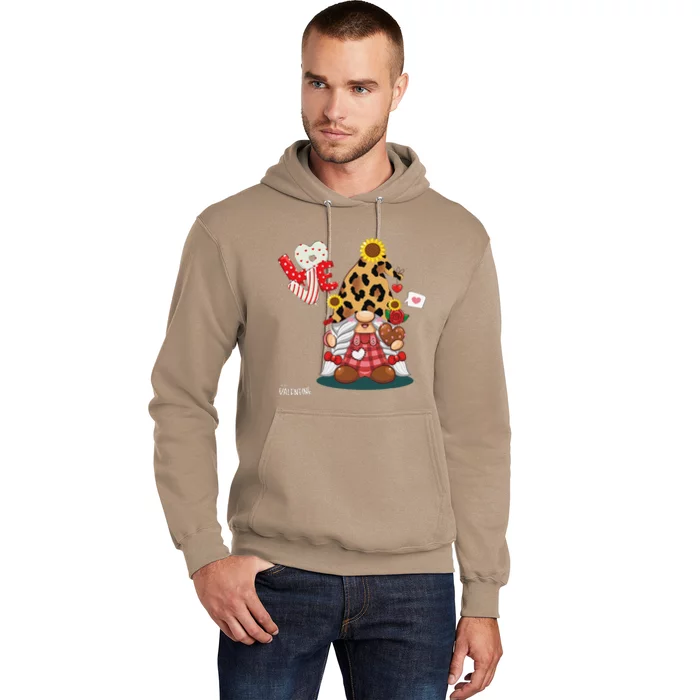 Cute Happy Valentines Day Gnomes With Leopard Sunflower Valentine Hoodie