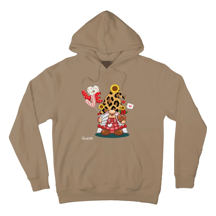 Cute Happy Valentines Day Gnomes With Leopard Sunflower Valentine Hoodie