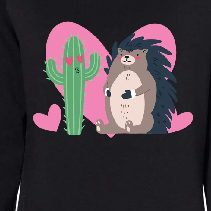 Cactus Hedgehog Valentines Day Cute Gift Womens California Wash Sweatshirt