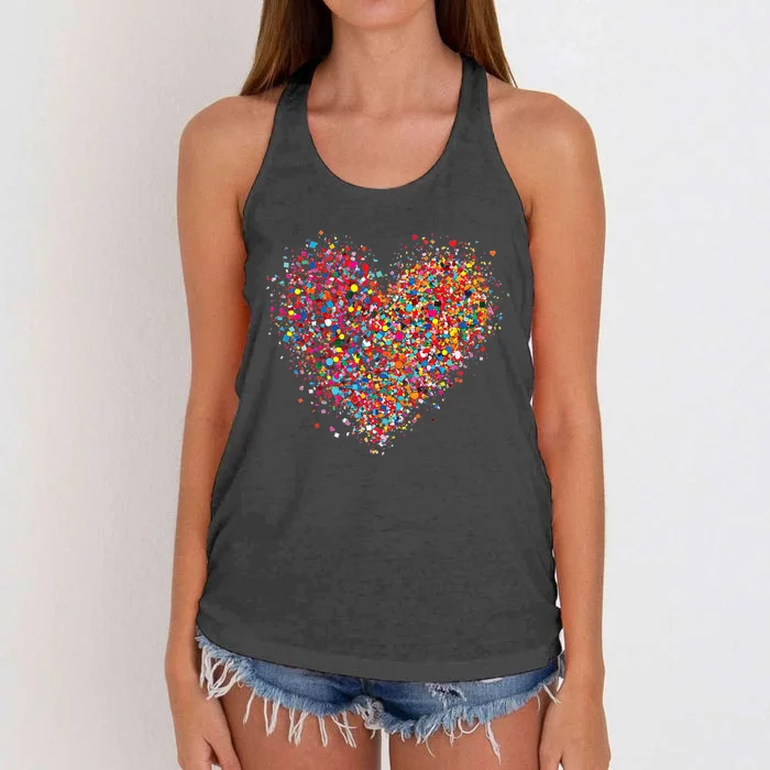 Confetti Heart Valentines Day Women's Knotted Racerback Tank