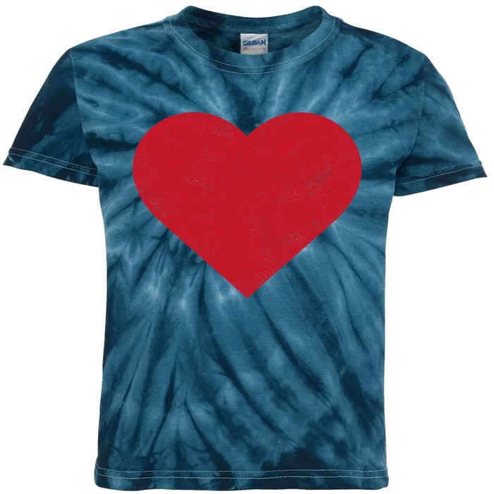 Cute Heart Valentines Day Vintage Distressed Red Kids Tie-Dye T-Shirt