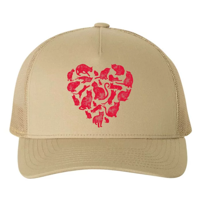 Cat Heart Valentines Day Funny Kitty Kitten Lovers Yupoong Adult 5-Panel Trucker Hat