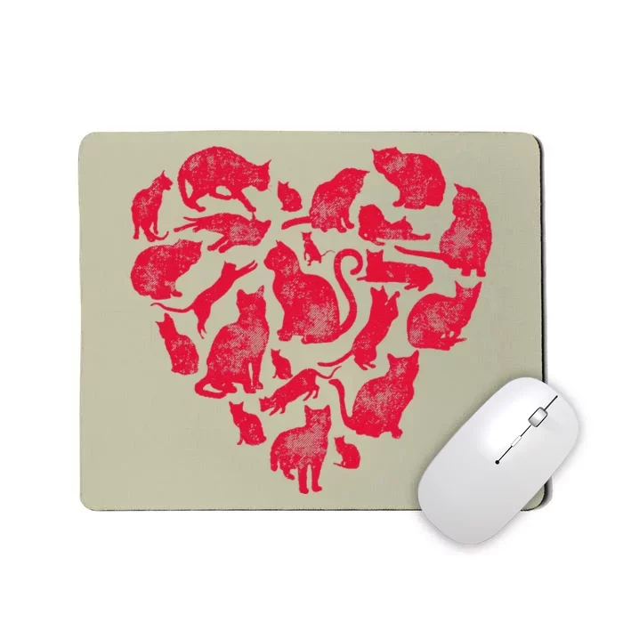 Cat Heart Valentines Day Funny Kitty Kitten Lovers Mousepad