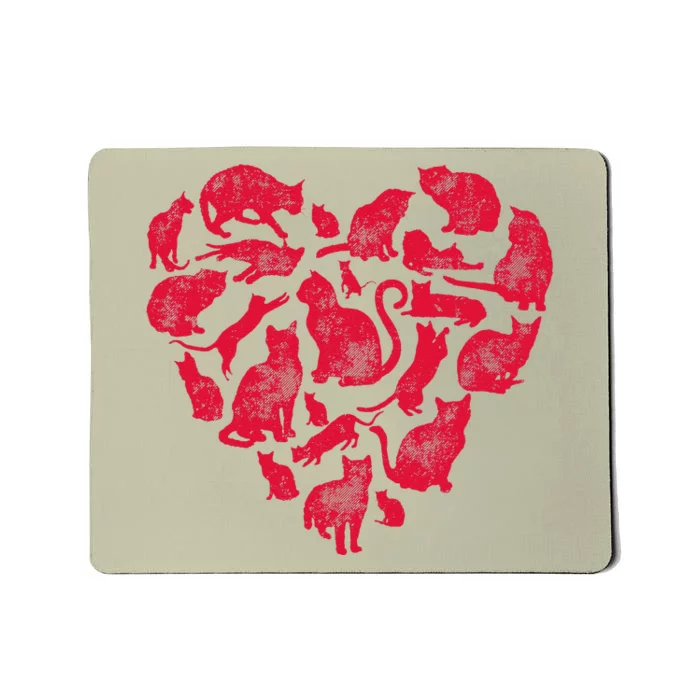 Cat Heart Valentines Day Funny Kitty Kitten Lovers Mousepad