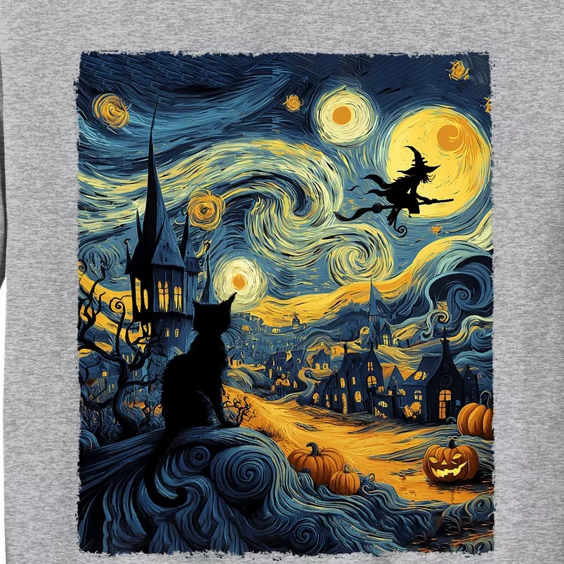 Cat Halloween Van Gogh Starry Night Pumpkin Gifts Tall Sweatshirt