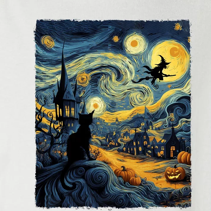 Cat Halloween Van Gogh Starry Night Pumpkin Gifts Toddler Long Sleeve Shirt