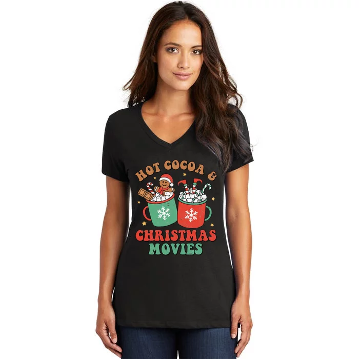 Cozy Holiday Vibes Festive Gingerbread Man Mug Women's V-Neck T-Shirt