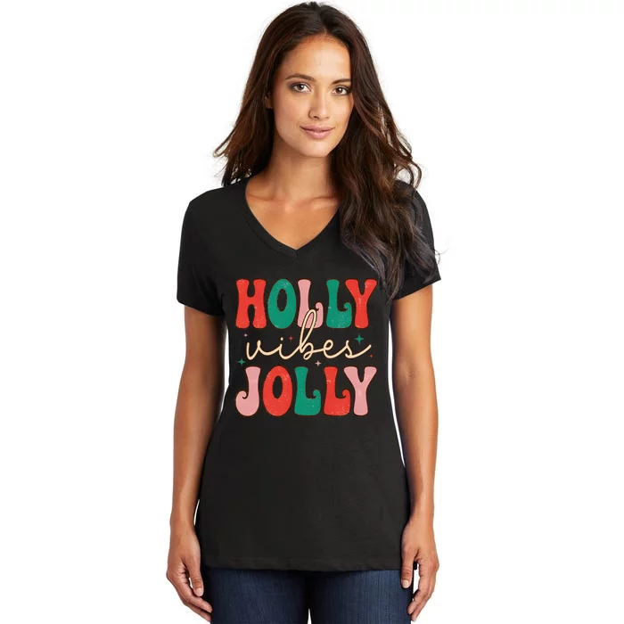 Cute Holly Vibes Jolly Women's V-Neck T-Shirt