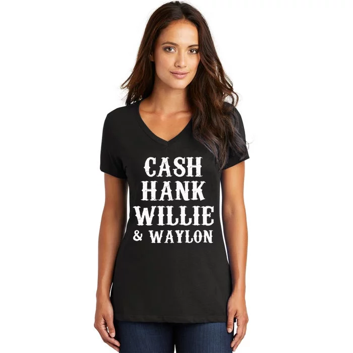 Cash Hank Willie Country Music Women's V-Neck T-Shirt