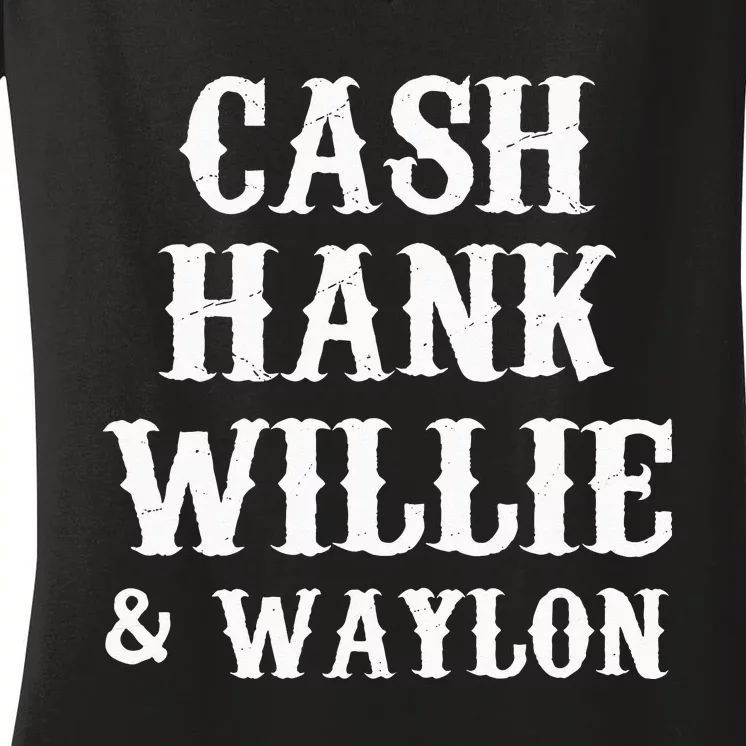 Cash Hank Willie Country Music Women's V-Neck T-Shirt