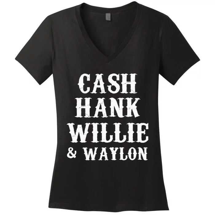 Cash Hank Willie Country Music Women's V-Neck T-Shirt