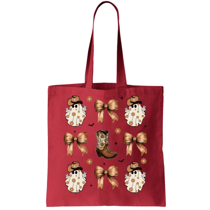 Coquette Halloween Western Cowboy Ghost Tote Bag