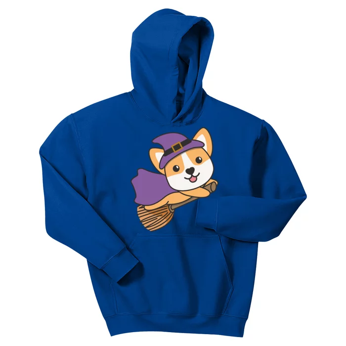 Corgi Halloween Witch Costume Dogs Halloween Gift Kids Hoodie