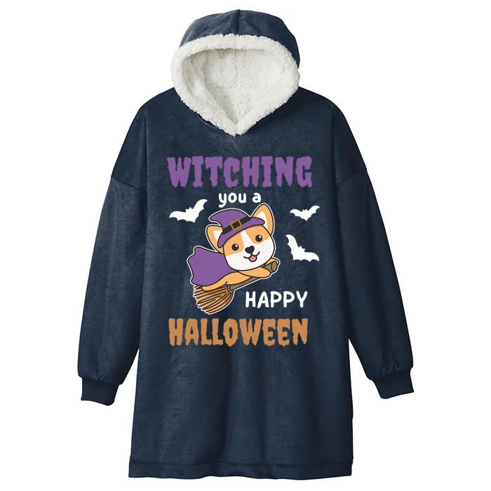 Corgi Halloween Witches Costume Dogs Witches Pun Cute Gift Hooded Wearable Blanket