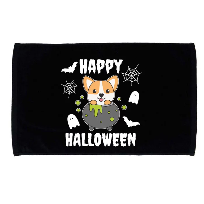 Corgi Halloween Witchs Cauldron Bat Happy Halloween Cute Gift Microfiber Hand Towel