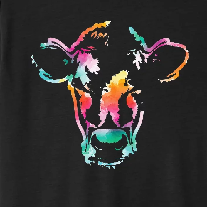 Cow Head Watercolor Art Farm Cow Lover ChromaSoft Performance T-Shirt