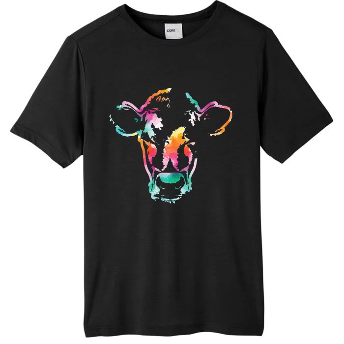 Cow Head Watercolor Art Farm Cow Lover ChromaSoft Performance T-Shirt