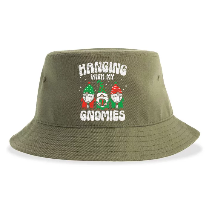 Christmas Hanging With My Gnomies Funny Xmas Family Pajamas Sustainable Bucket Hat