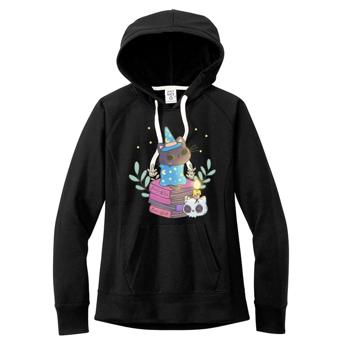 Cute Halloween Witch Cat Women's Fleece Hoodie