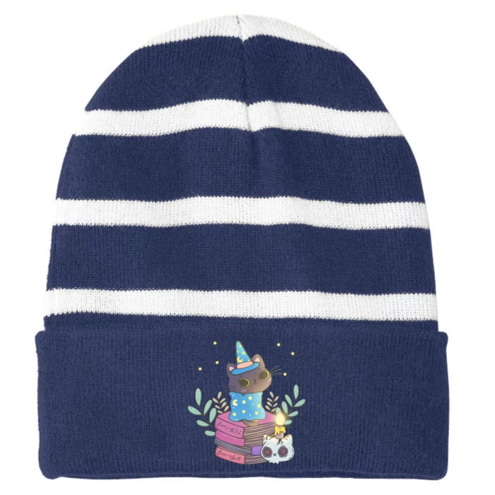 Cute Halloween Witch Cat Striped Beanie with Solid Band